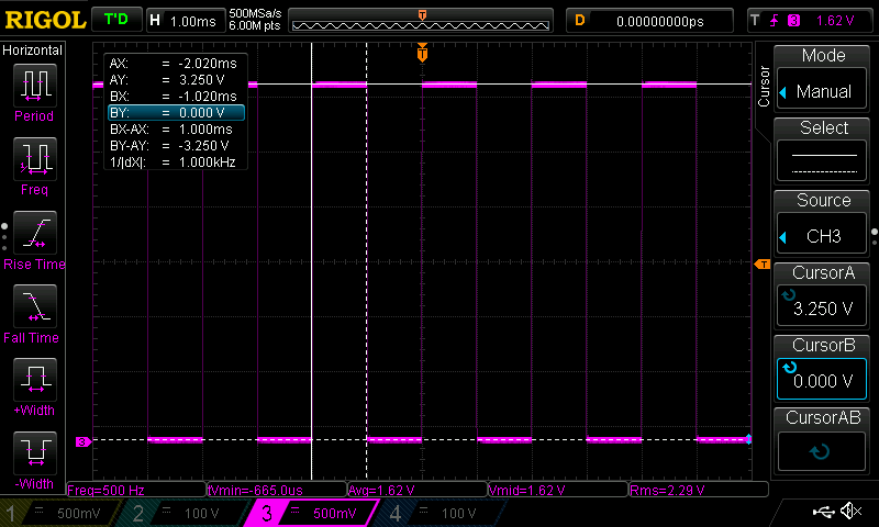 PIC32MZ - 1kHz timer scope verification