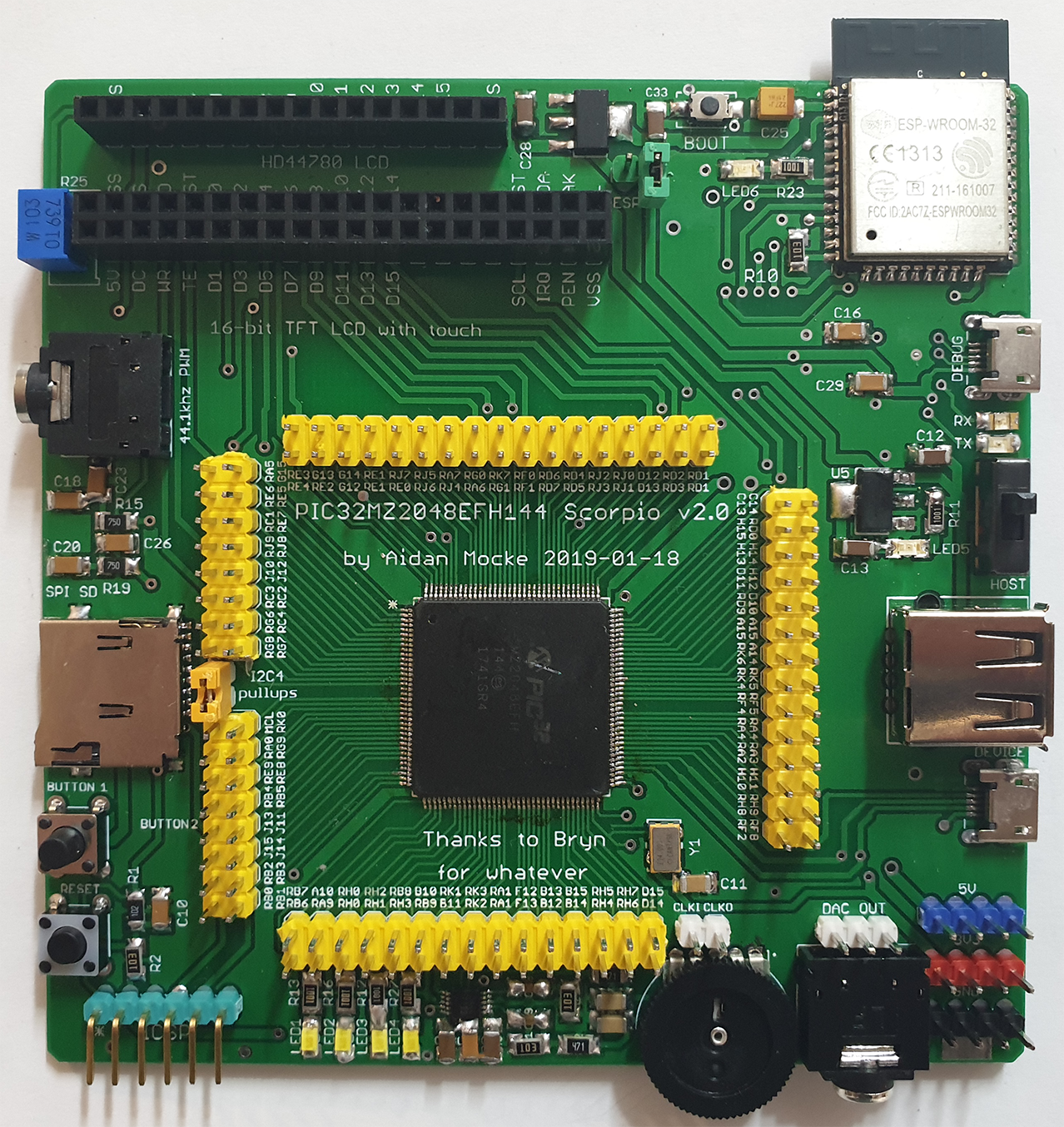 PIC32MZ - Scorpio Dev Board - Top view