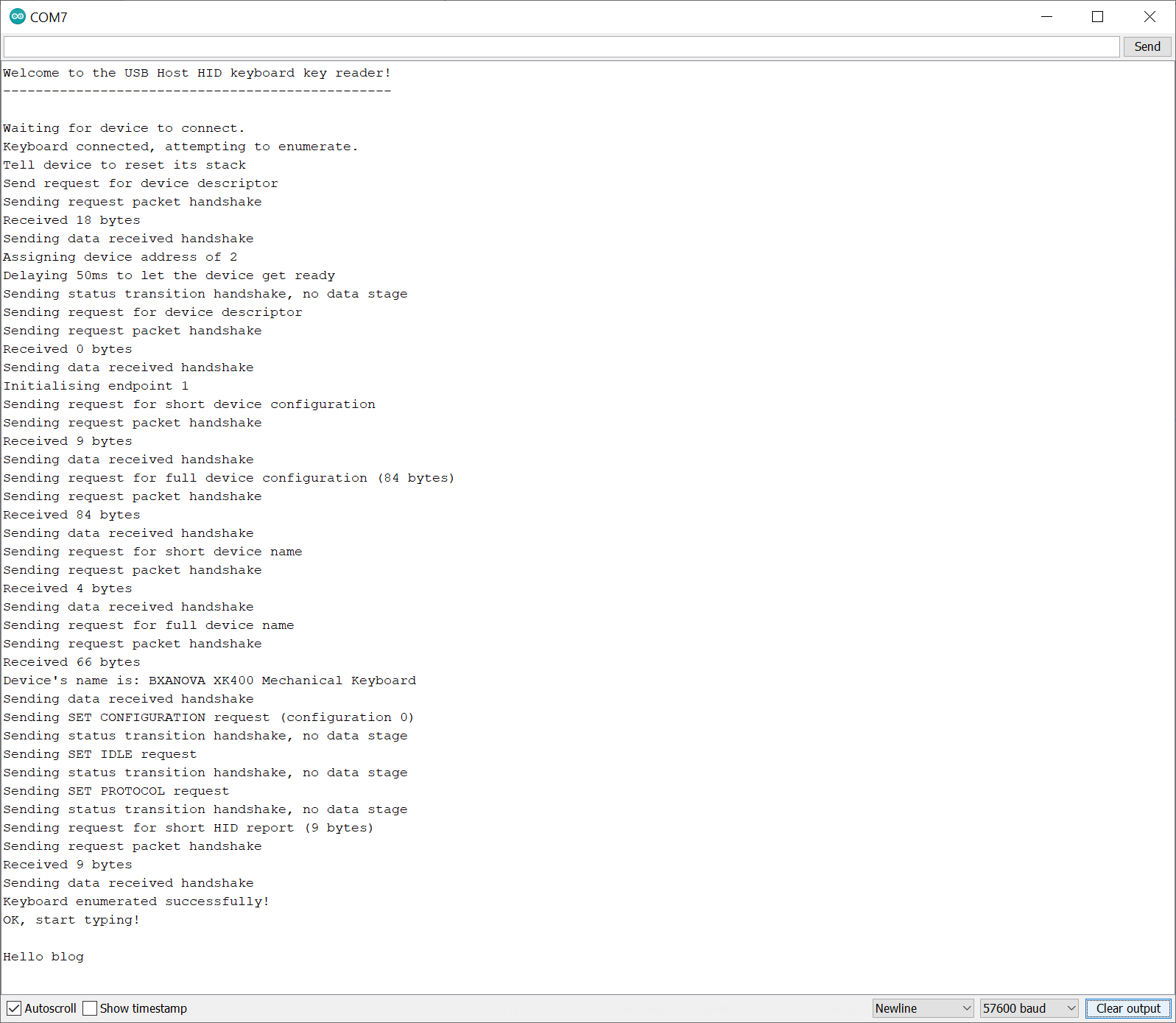 PIC32MZ - USB Host HID keyboard app terminal output